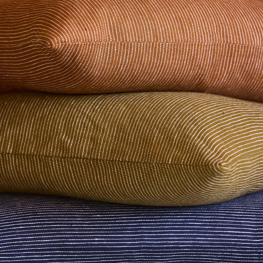Fine Striped Linen Cushion - Night