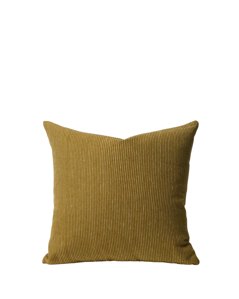 Fine Striped Linen Cushion - Caper