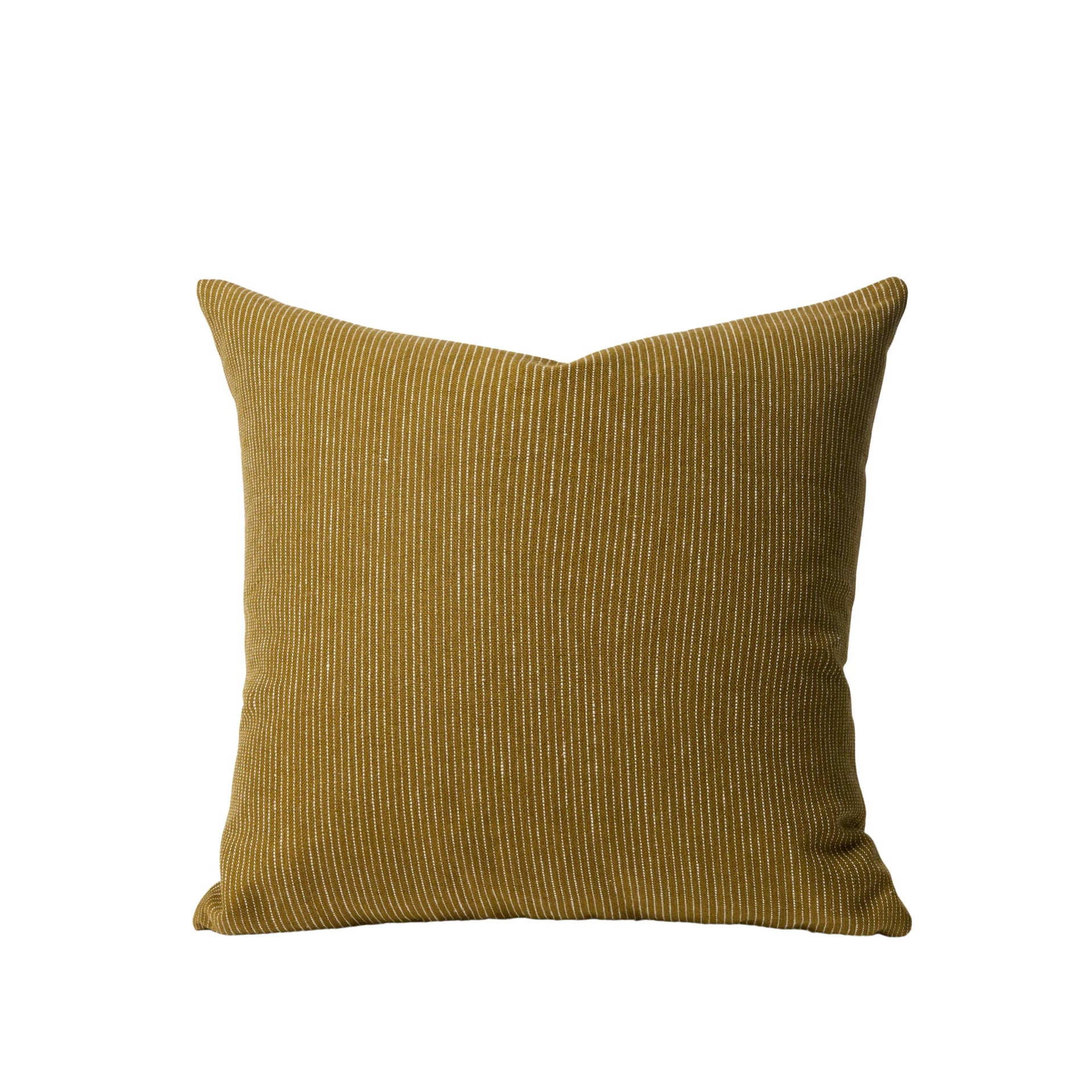 Fine Striped Linen Cushion - Caper