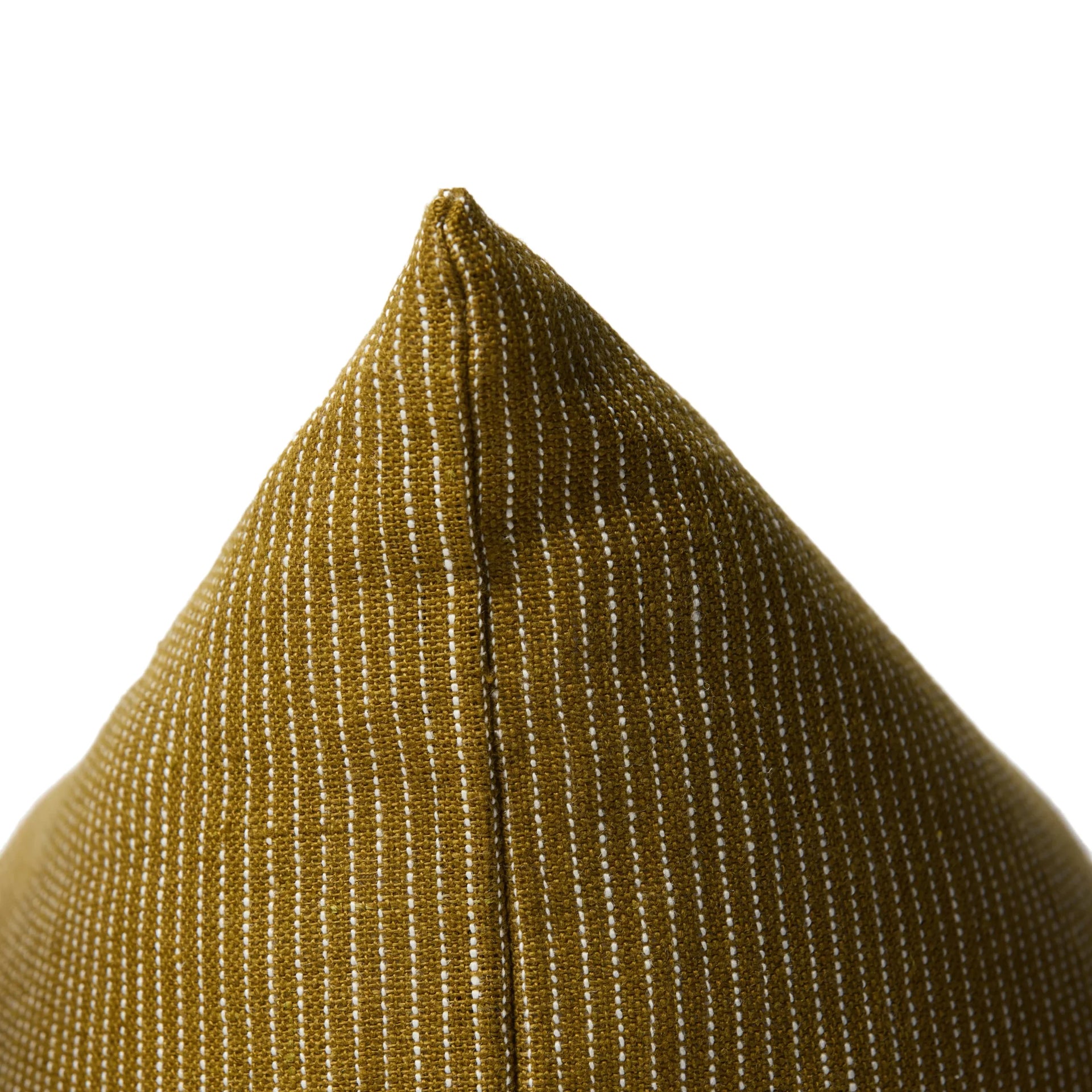 Fine Striped Linen Cushion - Caper