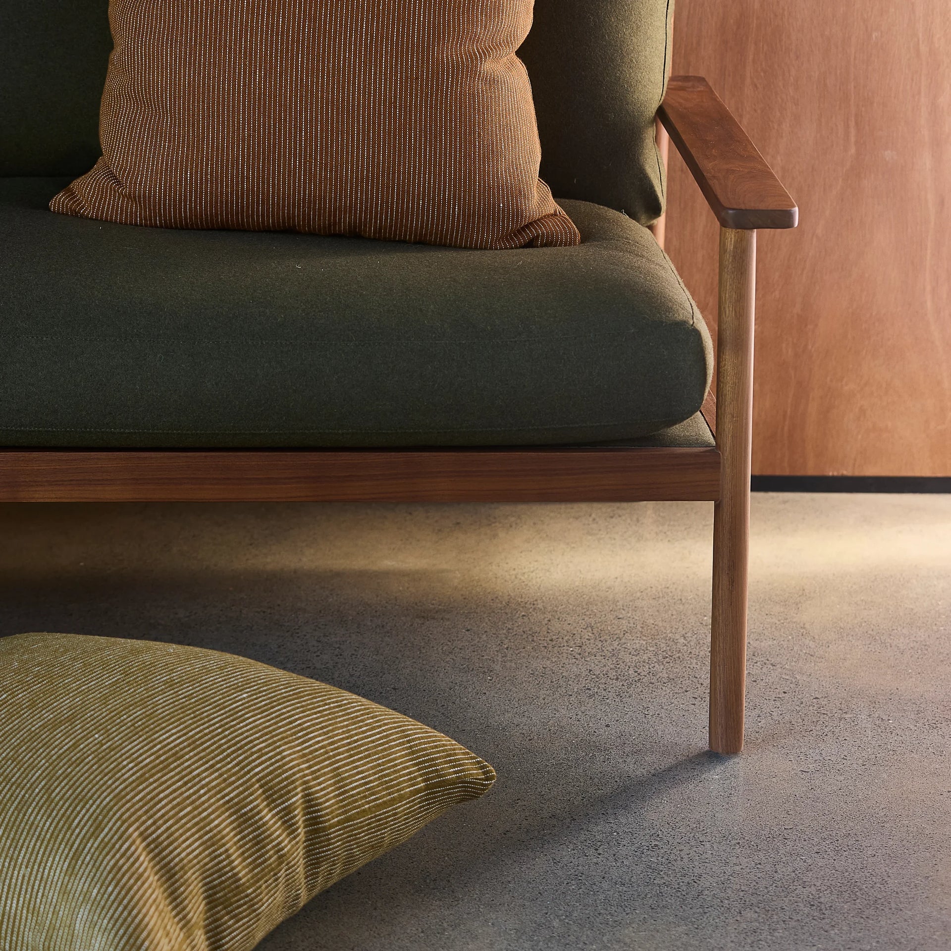 Fine Striped Linen Cushion - Caper