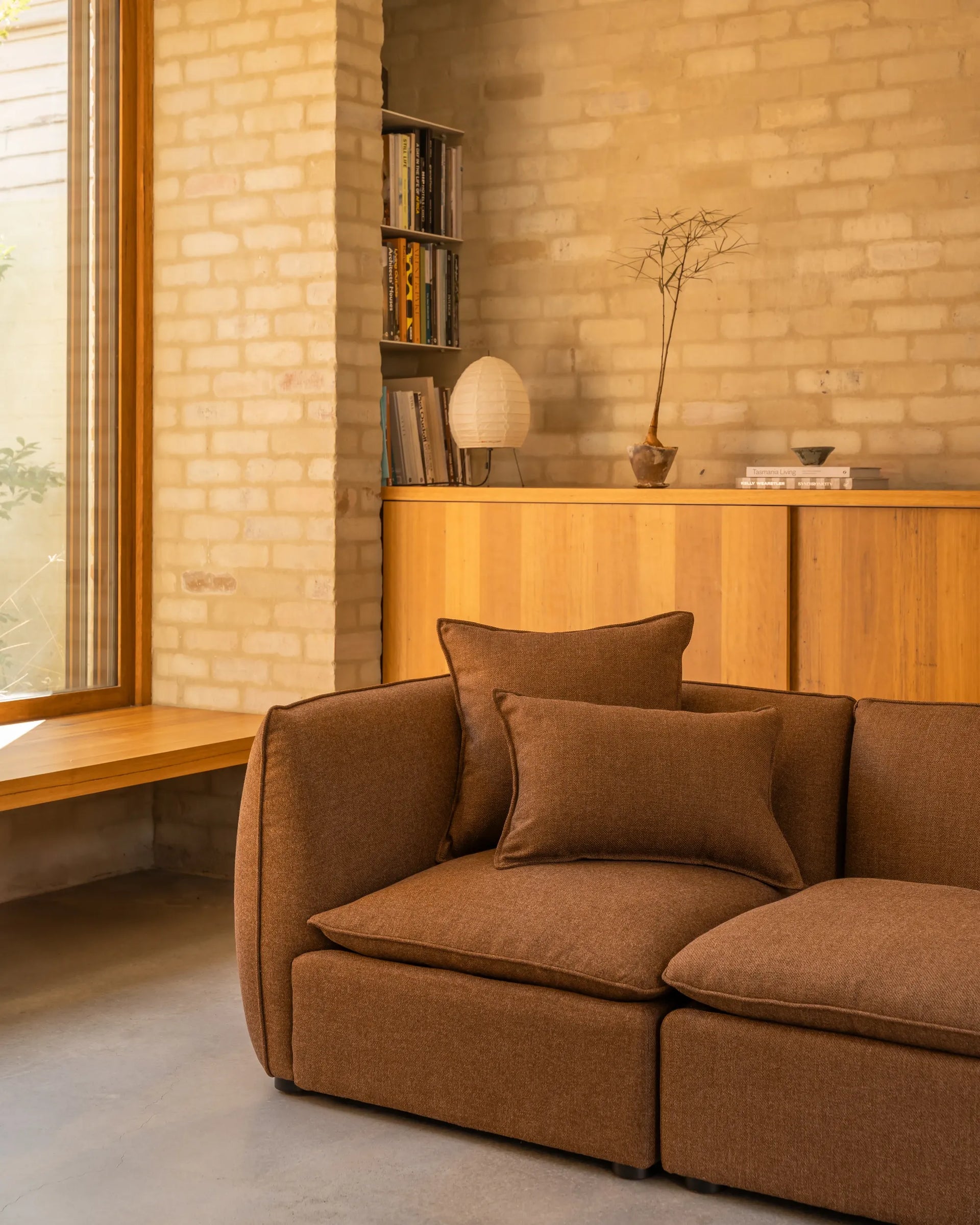 Hem Cushion 55cm x 55cm - Fossil Chocolate