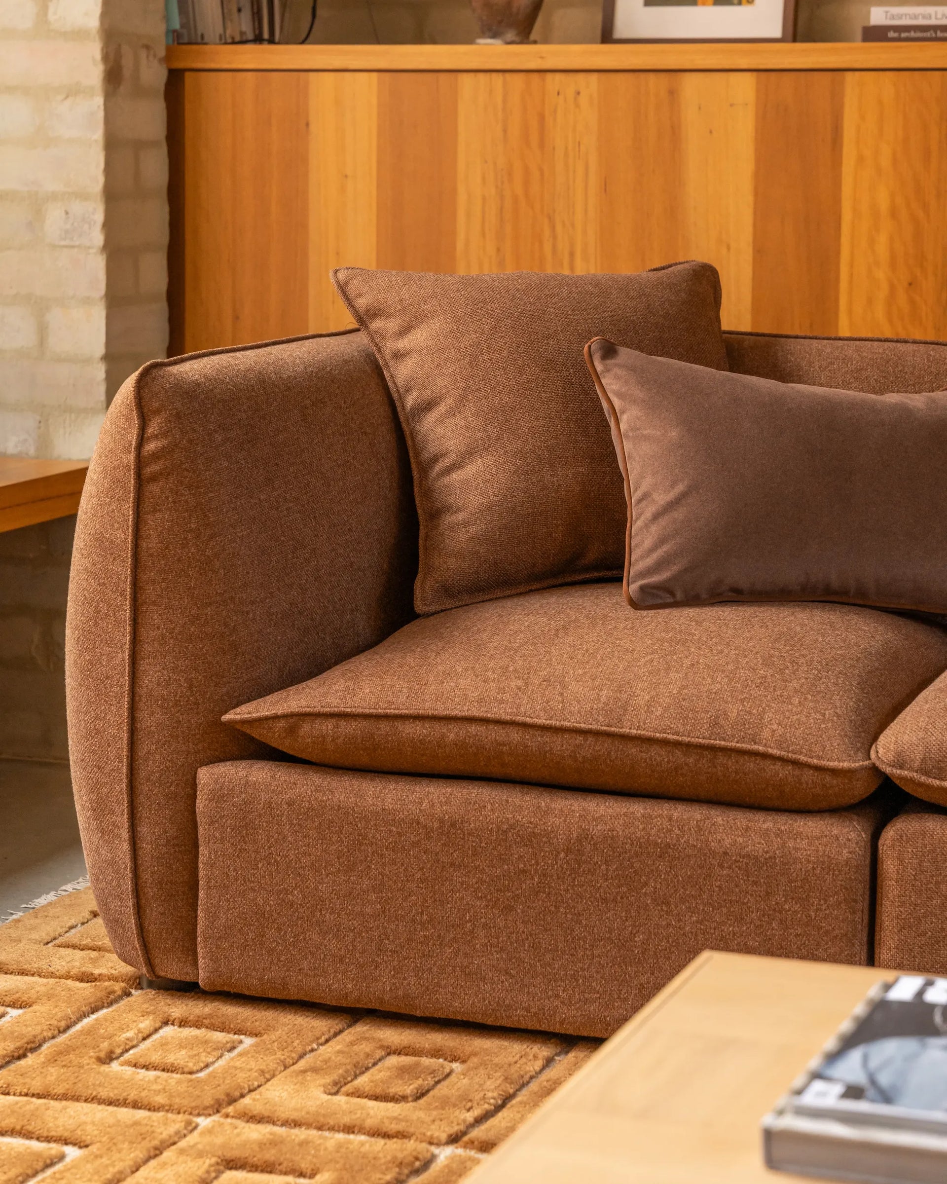 Hem Cushion 55cm x 55cm - Fossil Chocolate