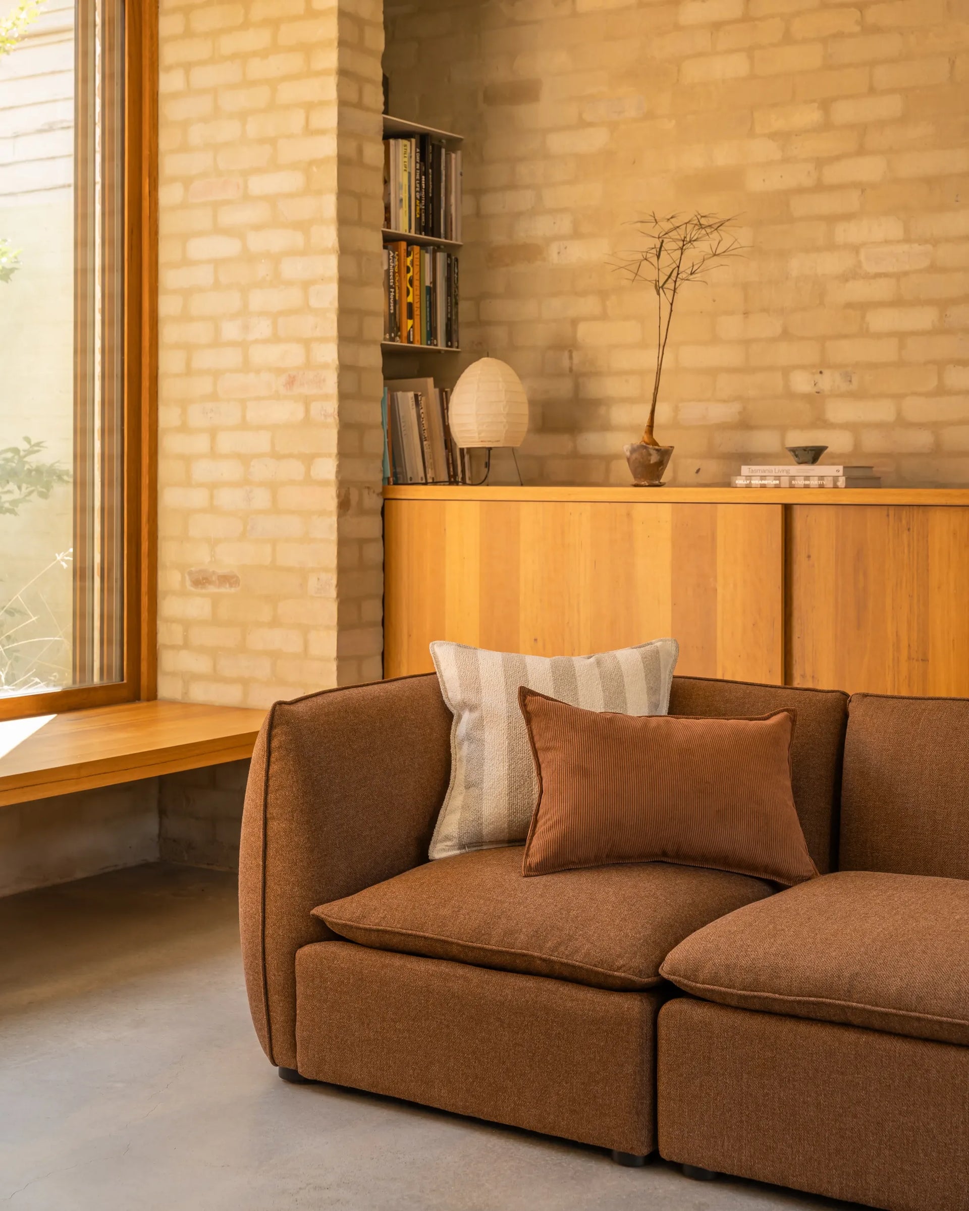 Hem Cushion 55cm x 55cm - Marnie Stripe Sand