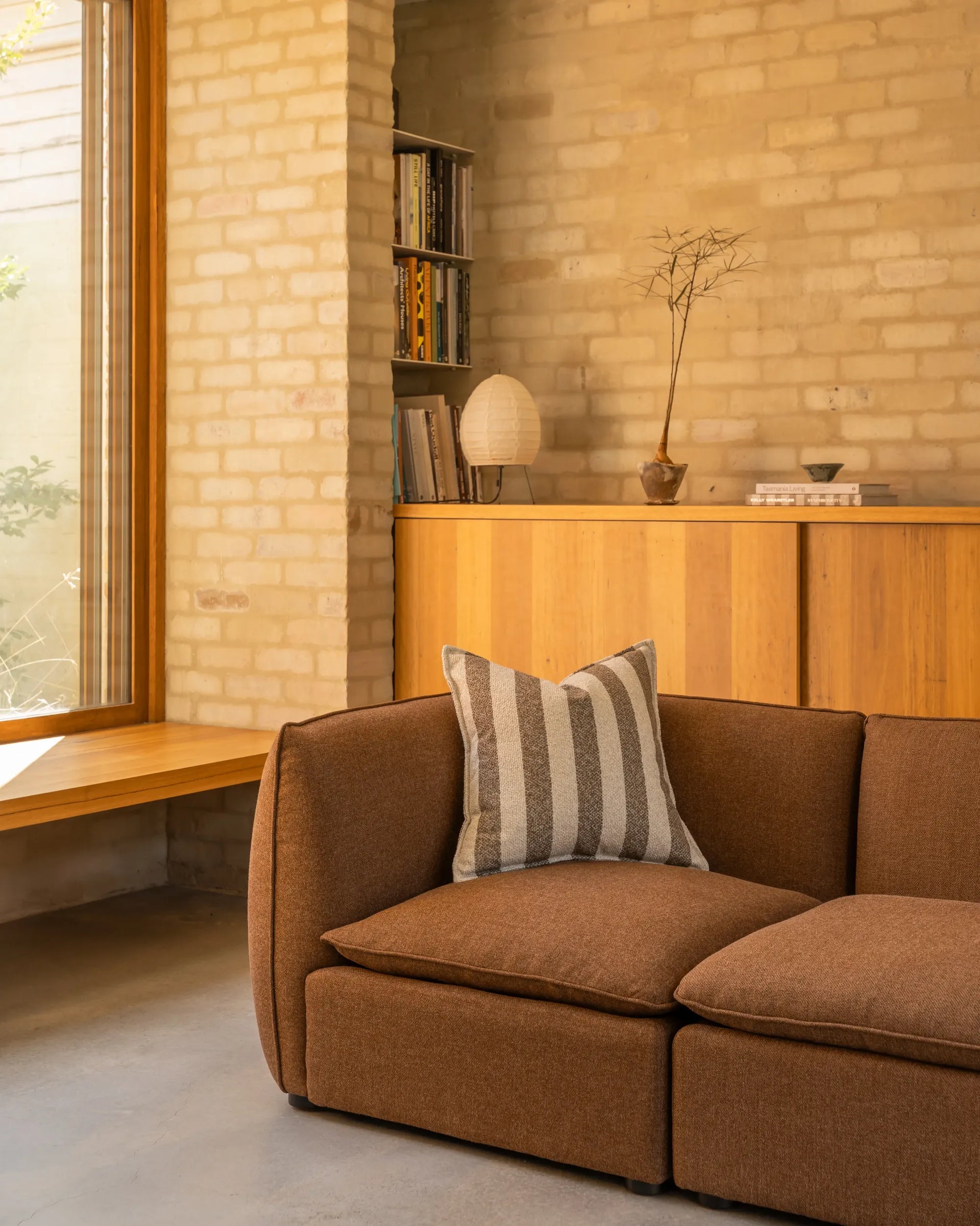 Hem Cushion 55cm x 55cm - Marnie Stripe Coconut