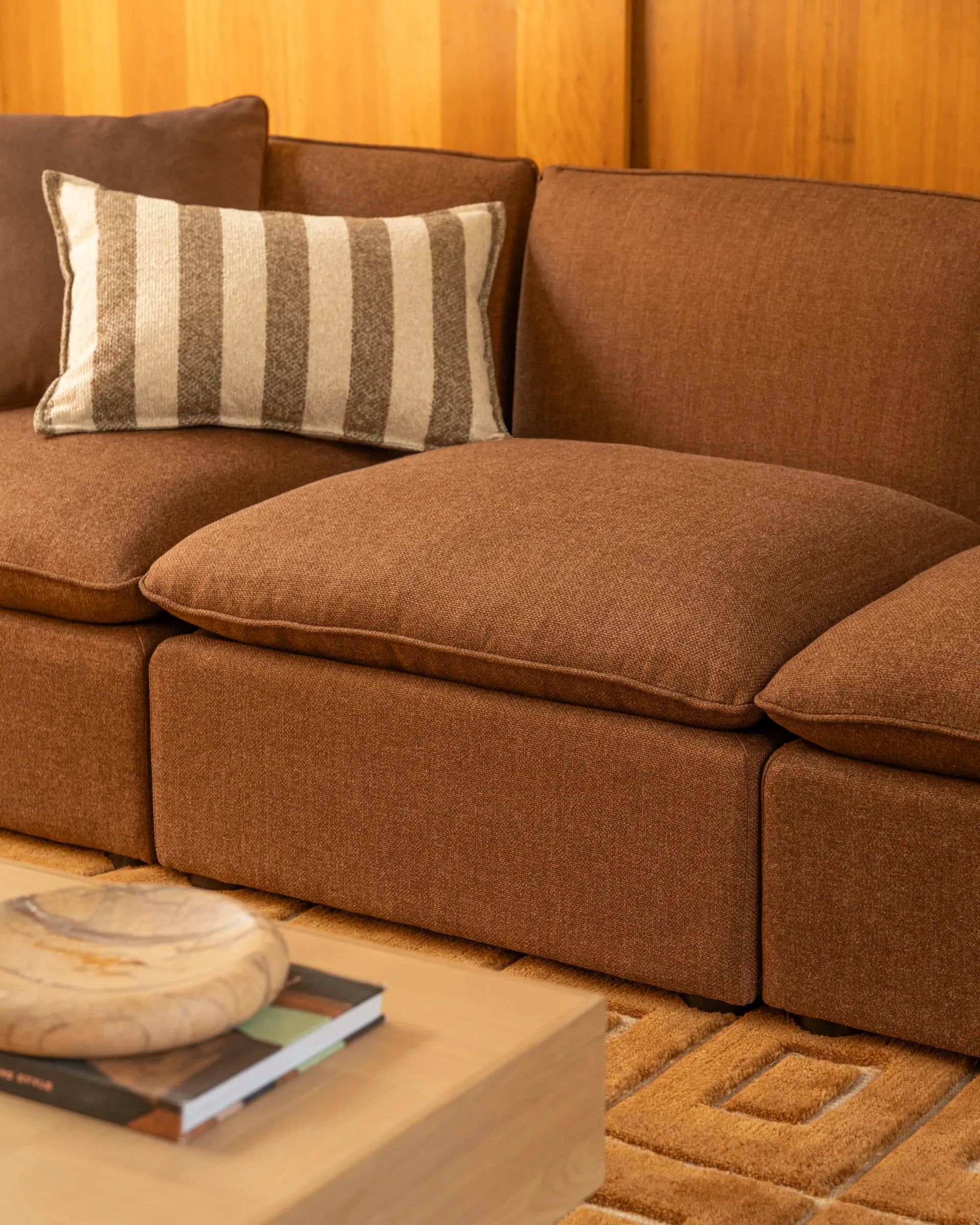 Hem Cushion 40cm x 60cm - Marnie Stripe Coconut