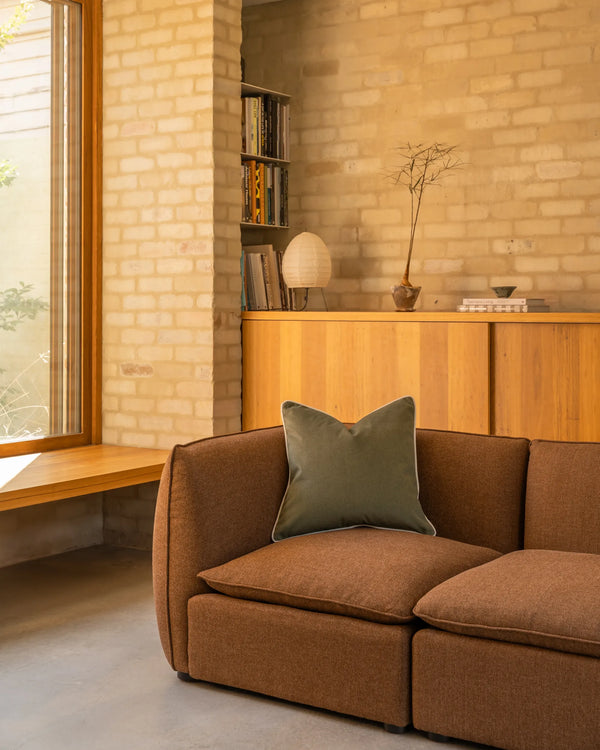 Border Cushion 55cm x 55cm - Eden Leaf / Eden Ecru