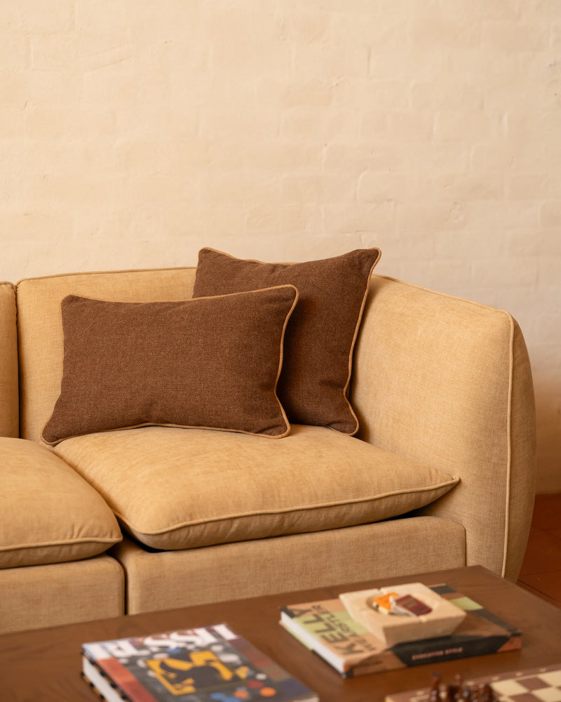 Border Cushion 40cm x 60cm - Fossil Chocolate / Fossil Fawn