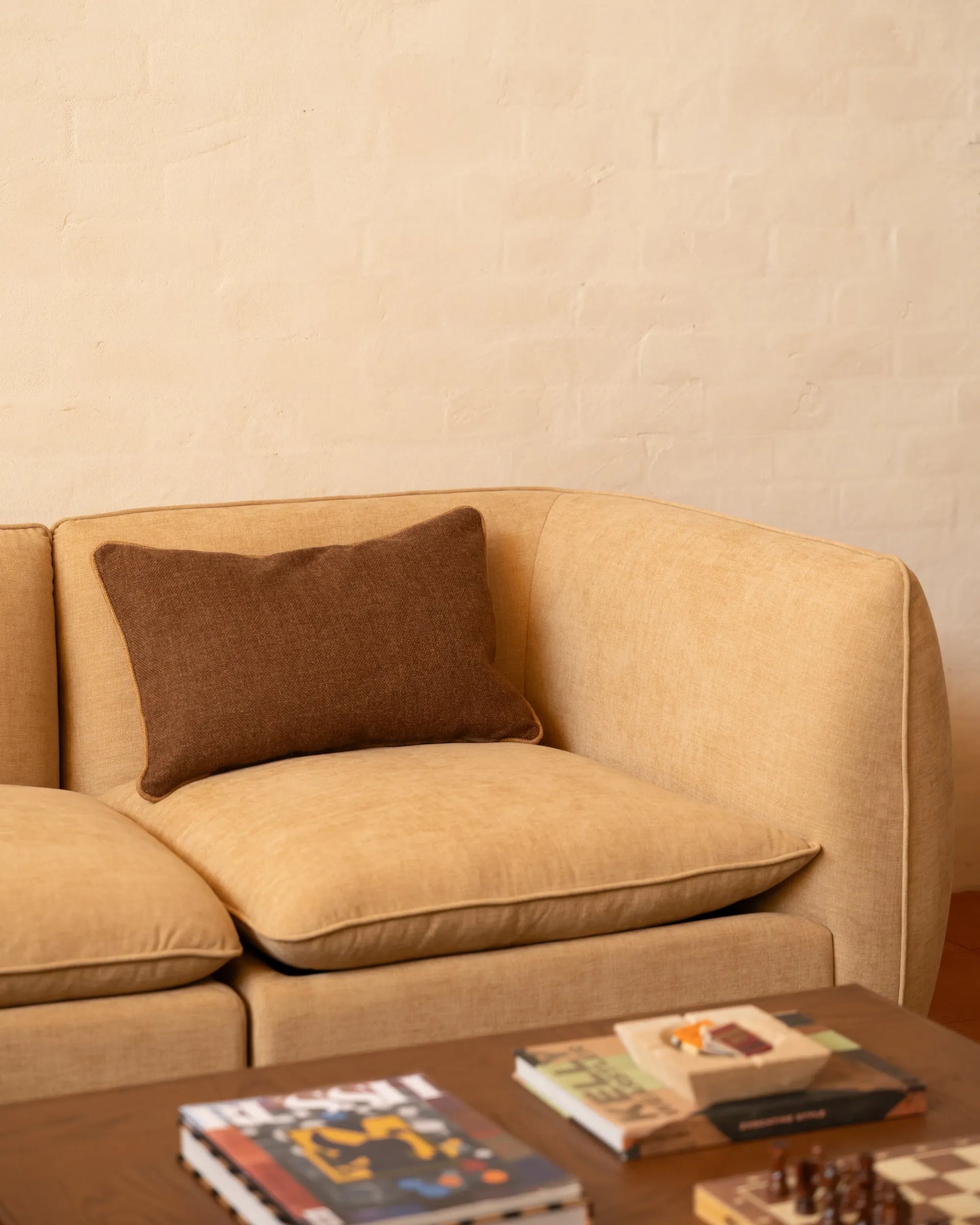 Border Cushion 40cm x 60cm - Fossil Chocolate / Fossil Fawn