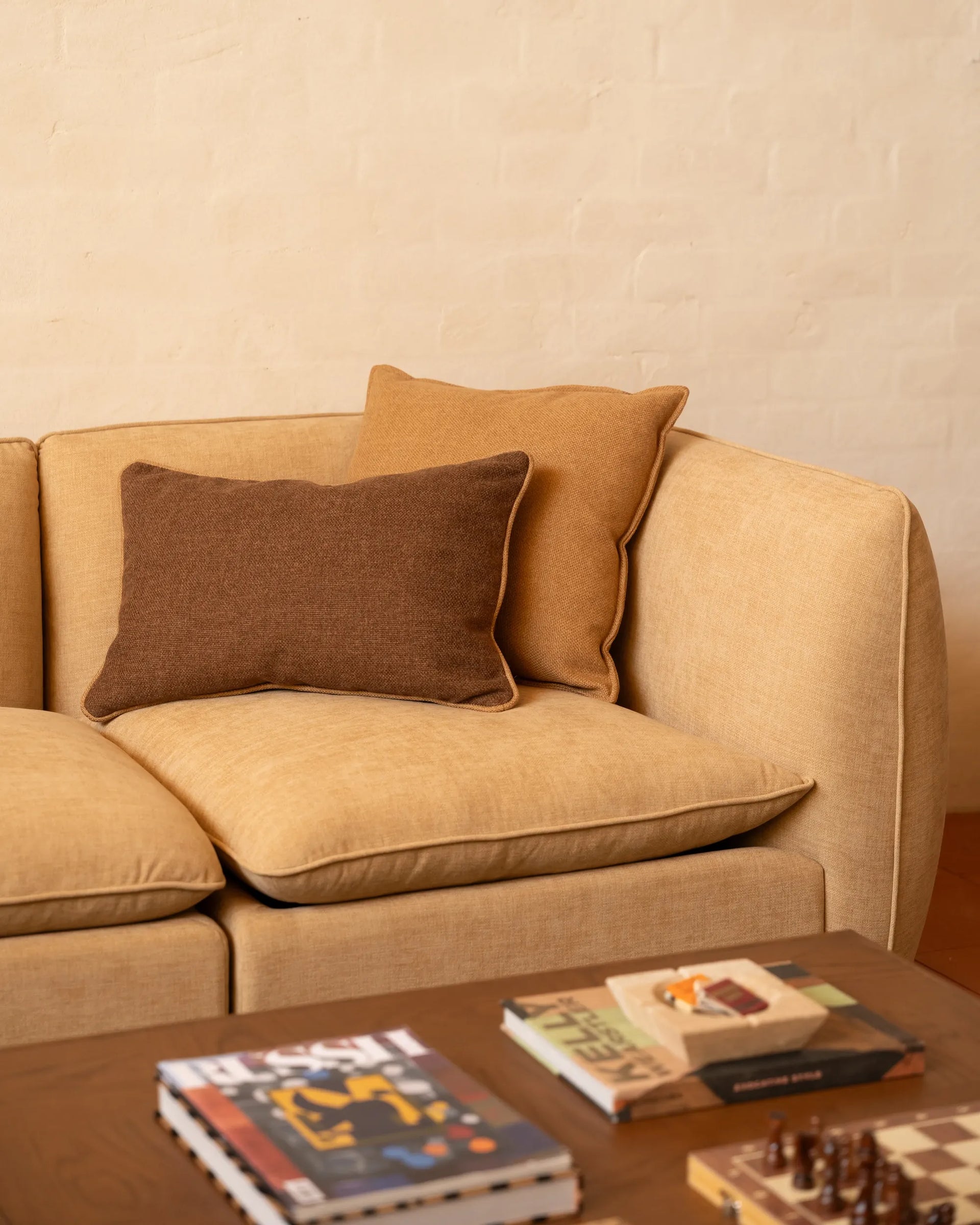 Border Cushion 40cm x 60cm - Fossil Chocolate / Fossil Fawn