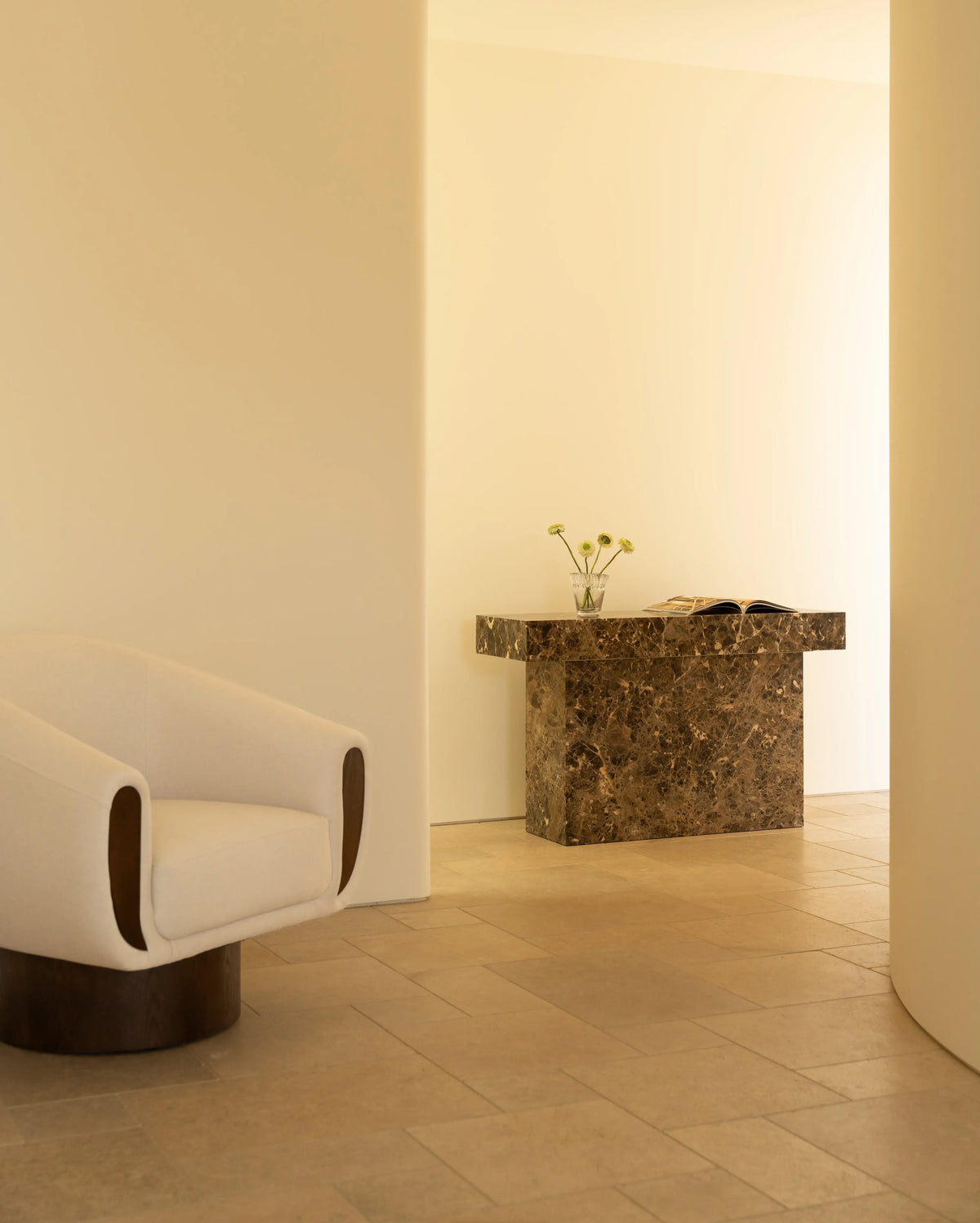 Check Console Table - Espresso Marble