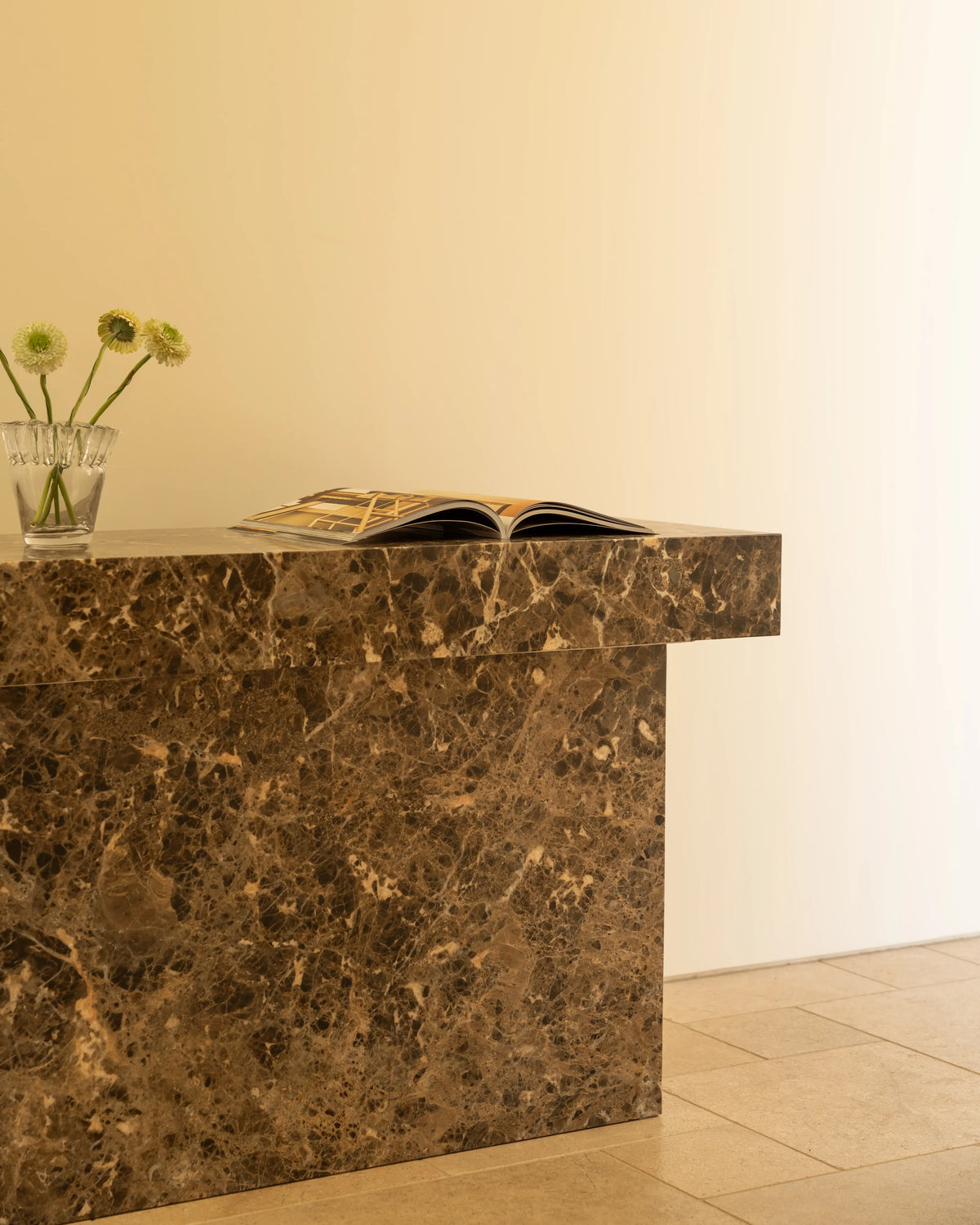 Check Console Table - Espresso Marble