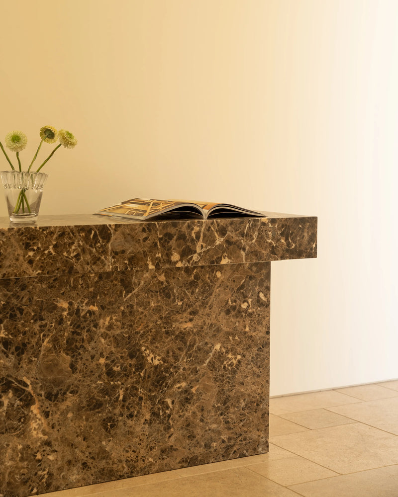 Check Console Table - Espresso Marble