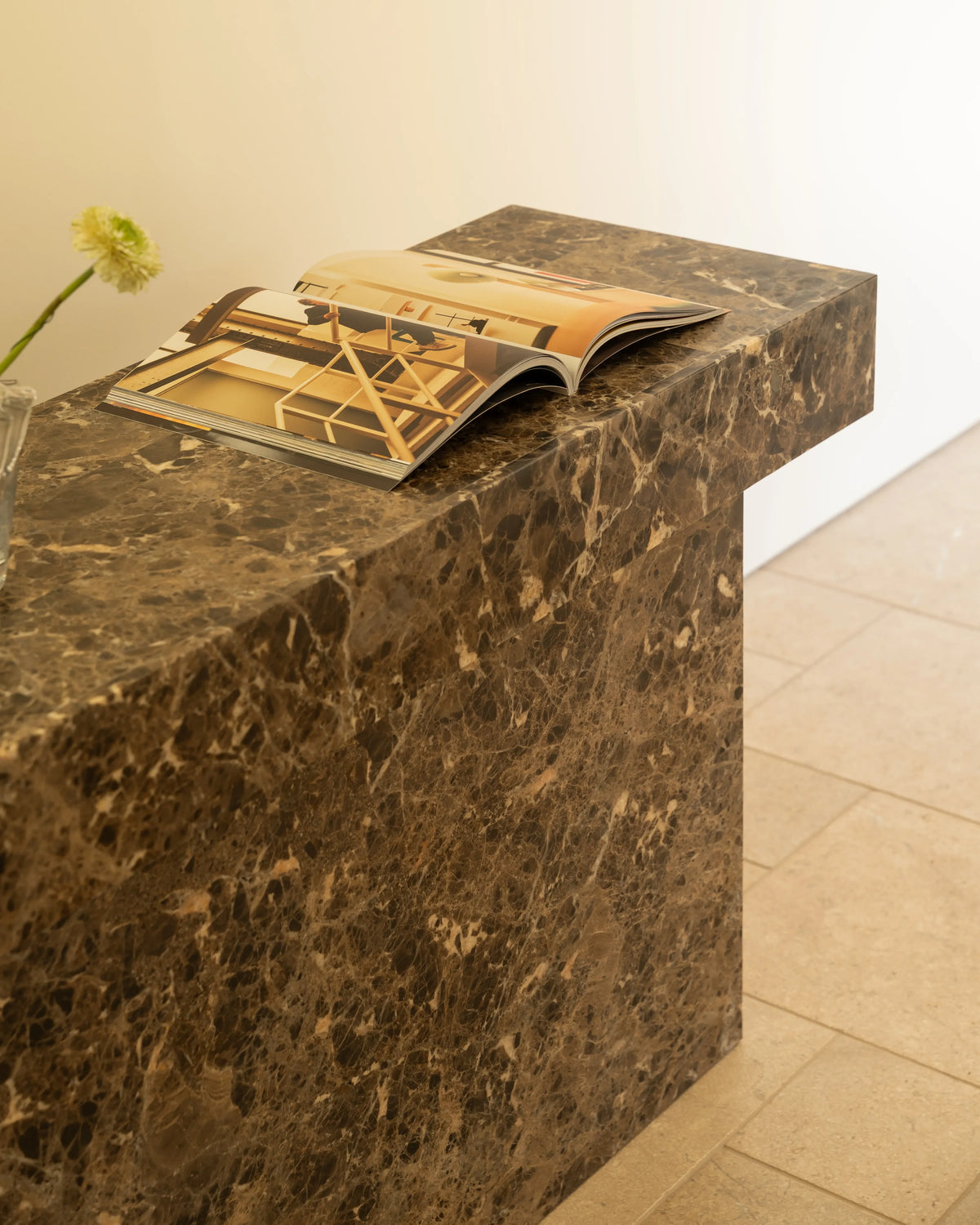Check Console Table - Espresso Marble
