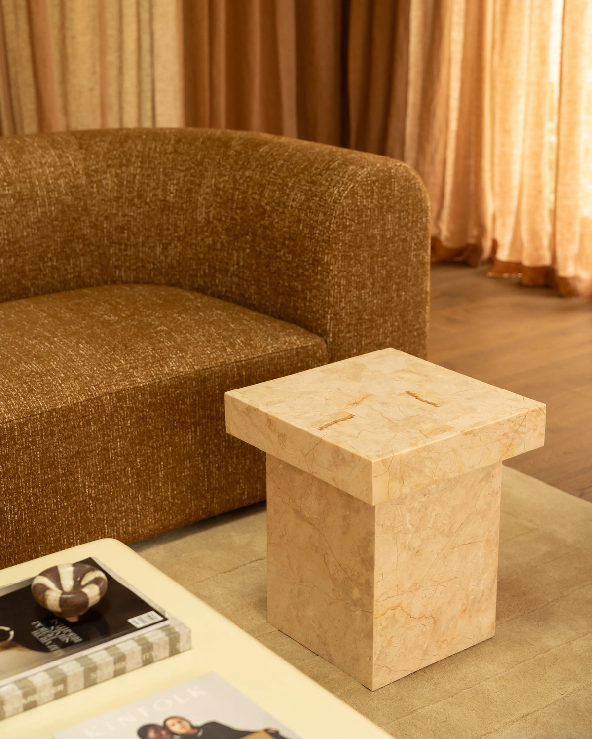 Check Side Table - Desert Rose Marble