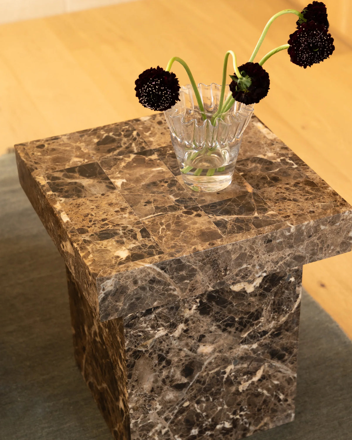 Check Side Table - Espresso Marble
