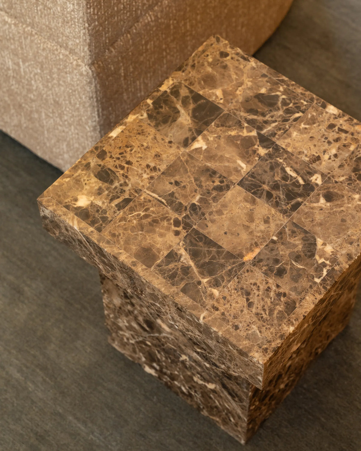 Check Side Table - Espresso Marble