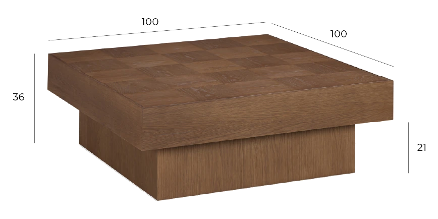 Check Coffee Table Large - Deep Oak dimensions