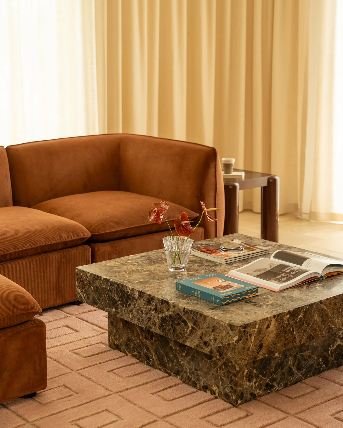 Check Coffee Table Large - Espresso Marble