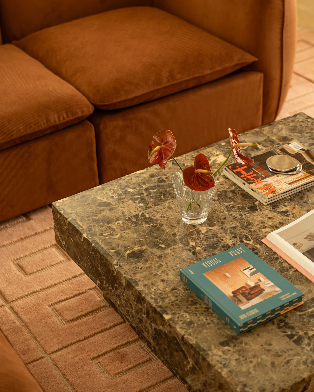 Check Coffee Table Large - Espresso Marble