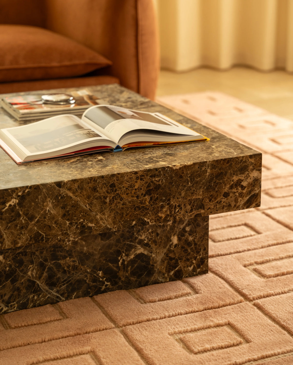 Check Coffee Table Large - Espresso Marble