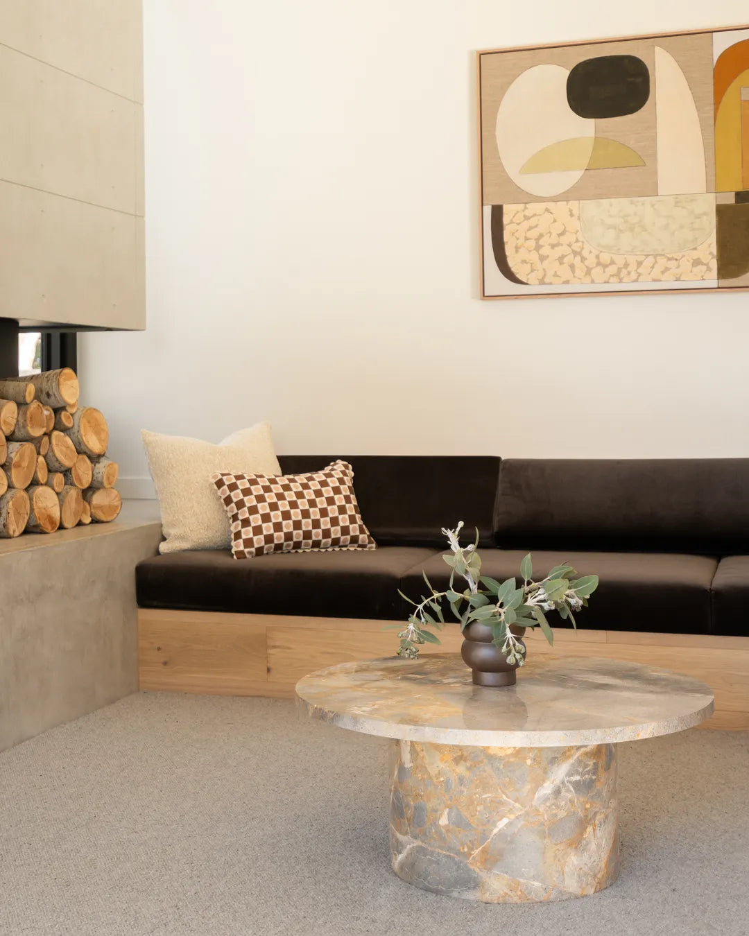 Curve Marble Coffee Table - Earth Marble