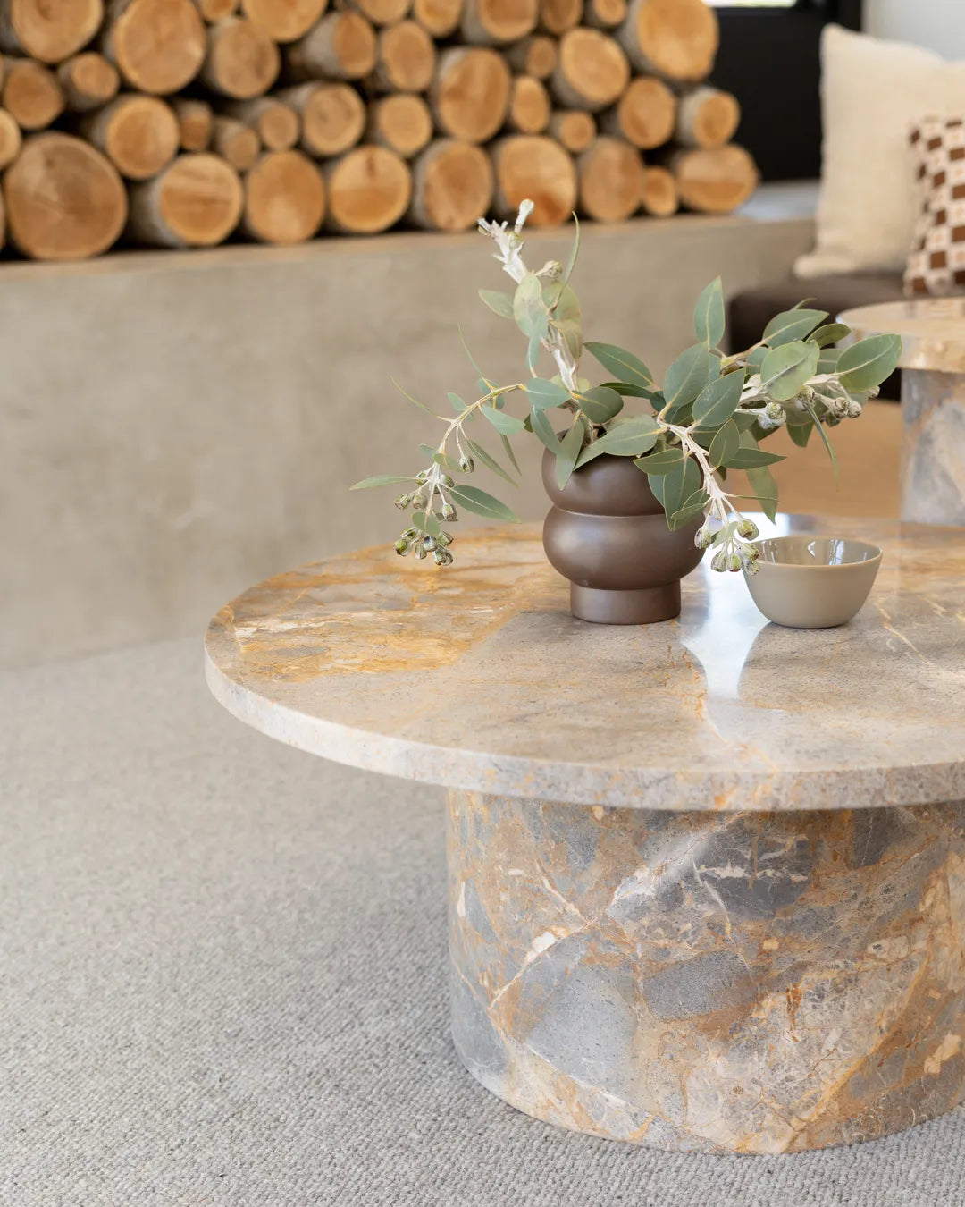 Curve Marble Coffee Table - Earth Marble