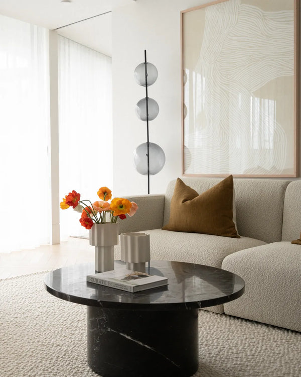 Curve Marble Coffee Table - Black Marble