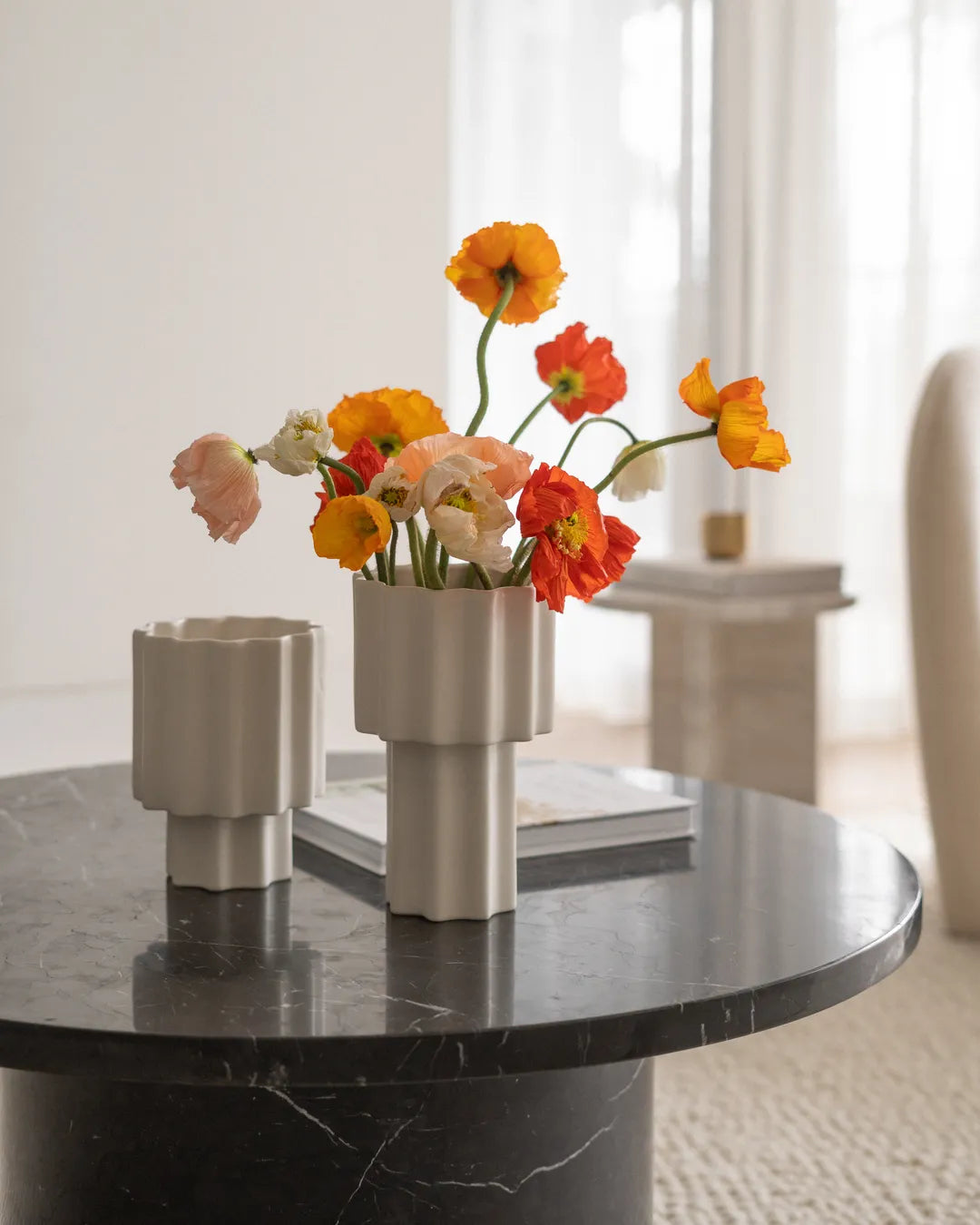 Curve Marble Coffee Table - Black Marble