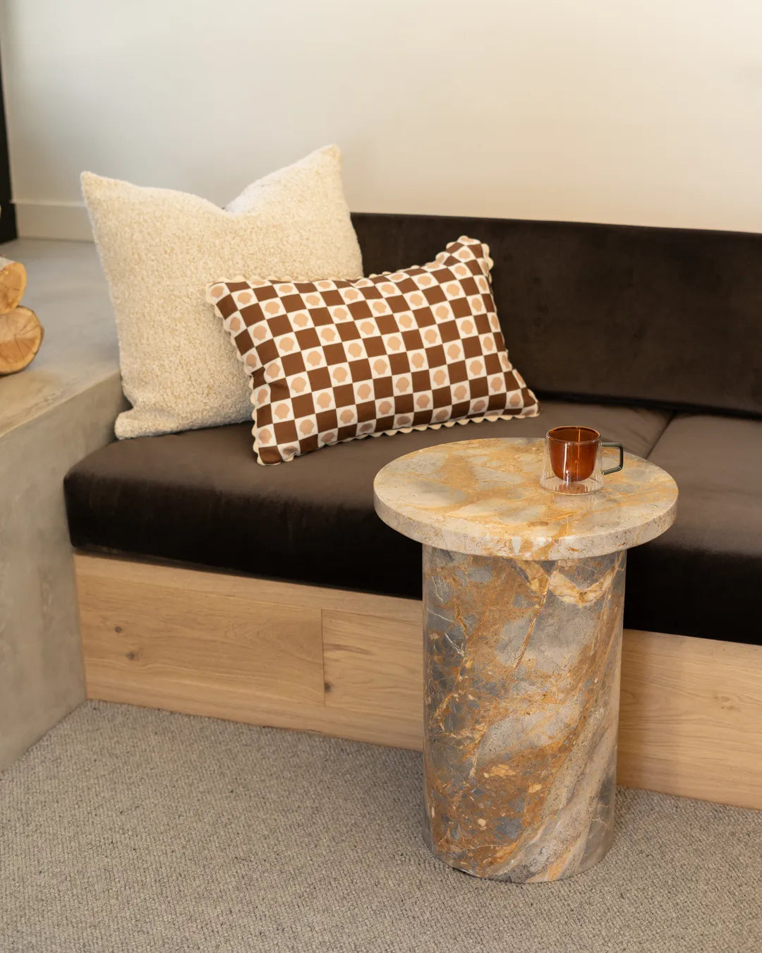 Curve Marble Side Table - Earth Marble