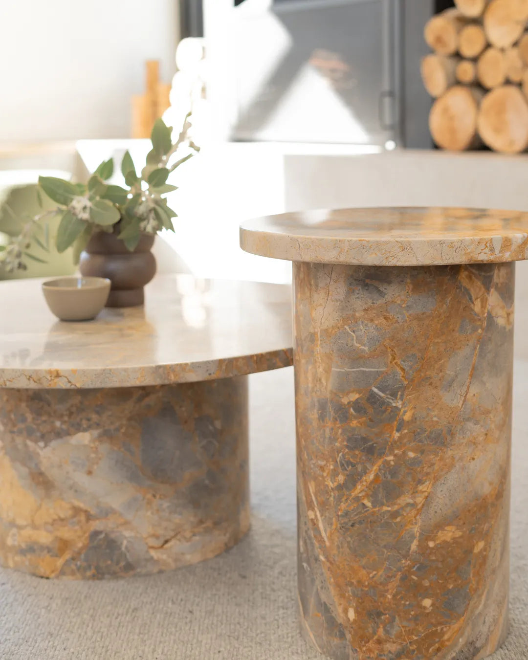Curve Marble Side Table - Earth Marble