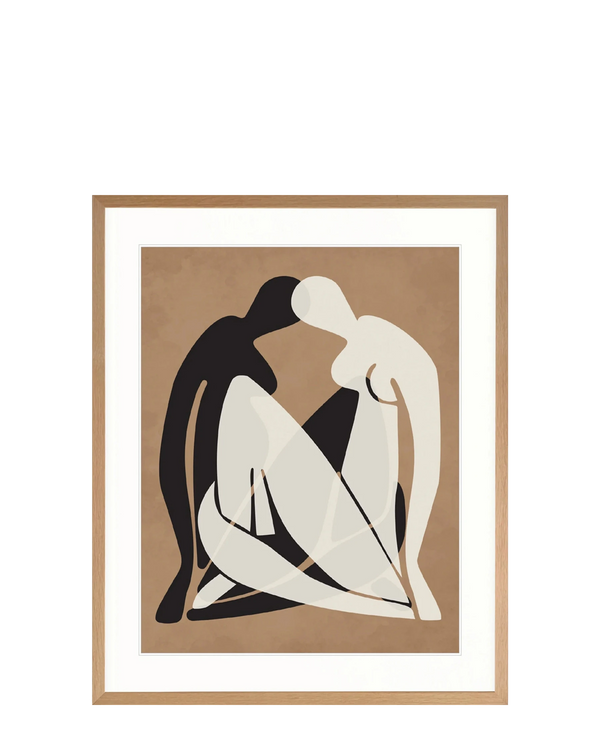 Amoureux Silhouette II Print 87cm x 107.6cm Whitewash Oak Frame