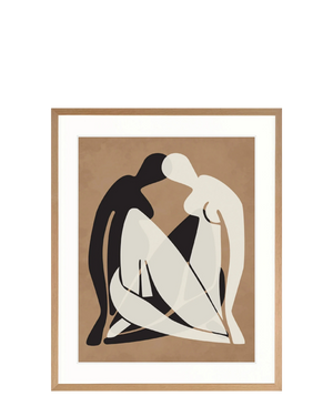 Amoureux Silhouette II Print 63cm x 82cm Whitewash Oak Frame