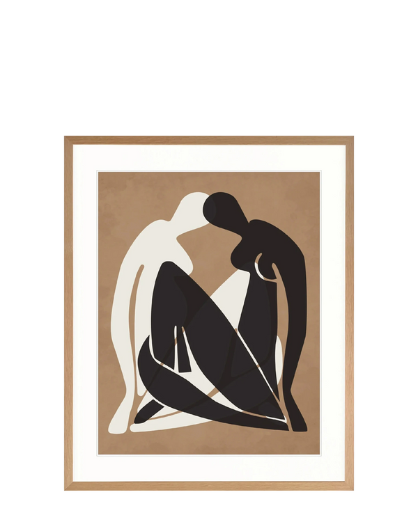 Amoureux Silhouette III Print 87cm x 107.6cm Whitewash Oak Frame