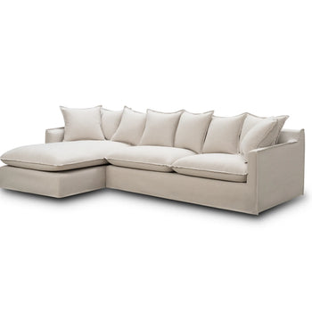 Juno Slipcover 4 Seater LHF Chaise Sofa - Luna Oatmeal