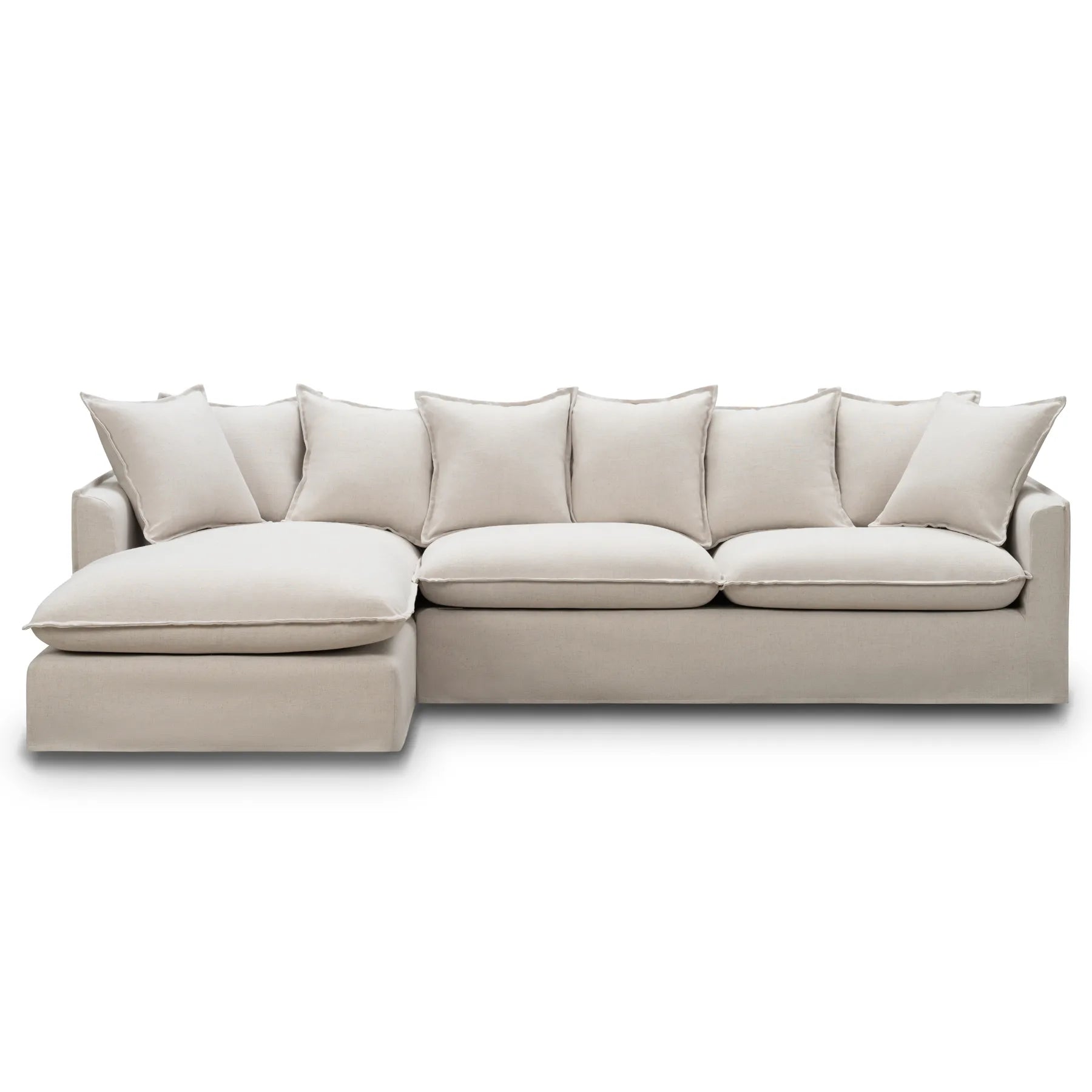 Juno Slipcover 4 Seater LHF Chaise Sofa - Luna Oatmeal