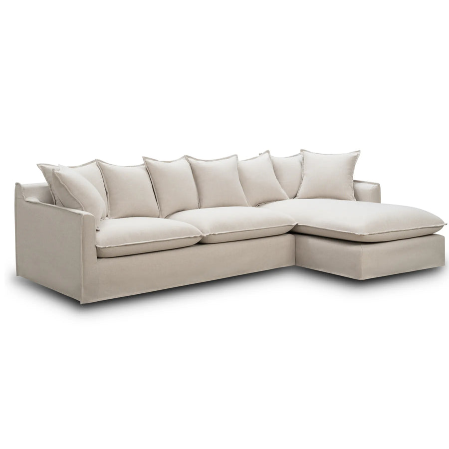 Juno Slipcover 4 Seater RHF Chaise Sofa - Luna Oatmeal