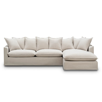 Juno Slipcover 4 Seater RHF Chaise Sofa - Luna Oatmeal