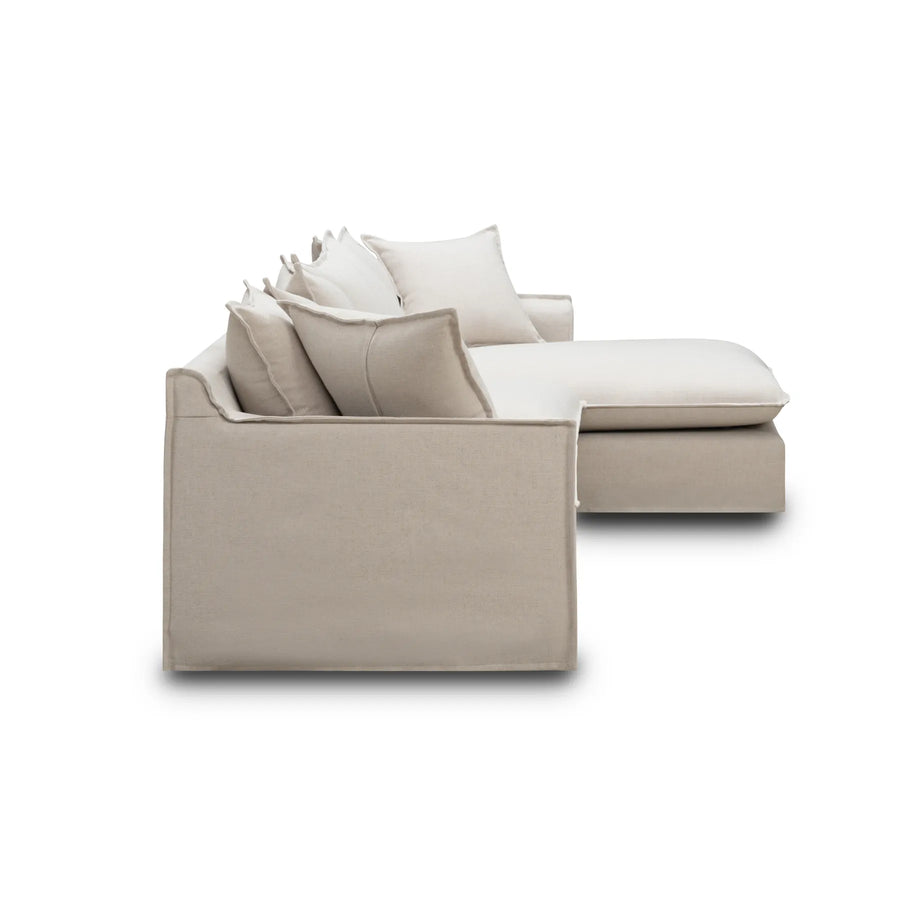Juno Slipcover 4 Seater RHF Chaise Sofa - Luna Oatmeal