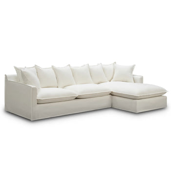 Juno Slipcover 4 Seater RHF Chaise Sofa - Luna Ivory