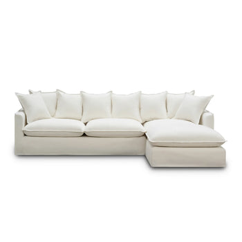 Juno Slipcover 4 Seater RHF Chaise Sofa - Luna Ivory