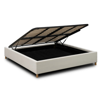 Aiden King Gaslift Bed Base - Luna Ivory