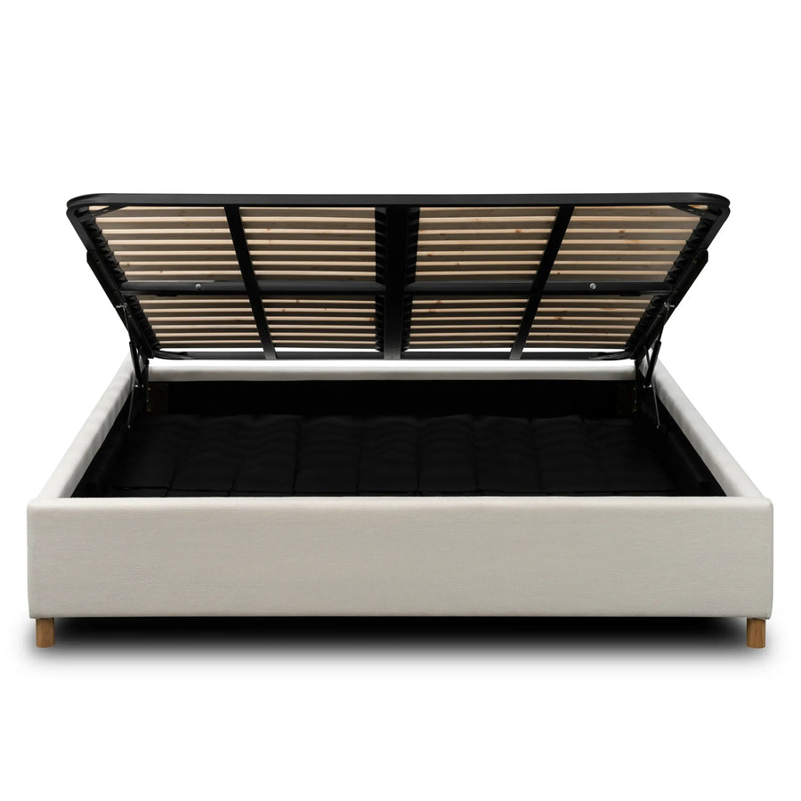 Aiden King Gaslift Bed Base - Luna Ivory