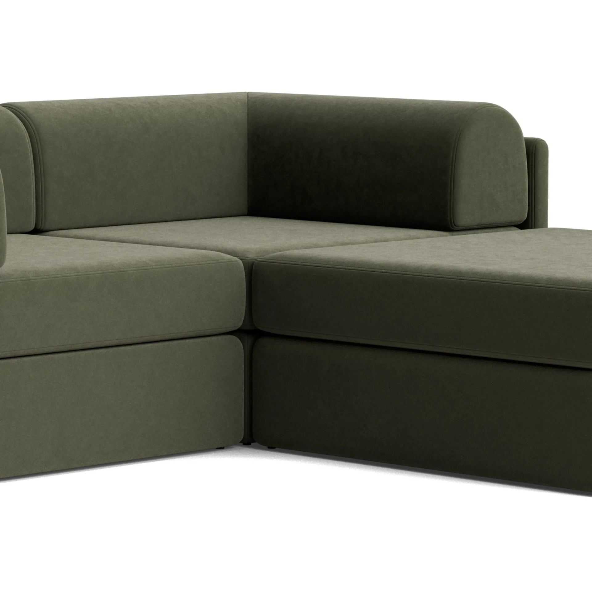 Addy 3 Seater Chaise Sofa - Eden Leaf