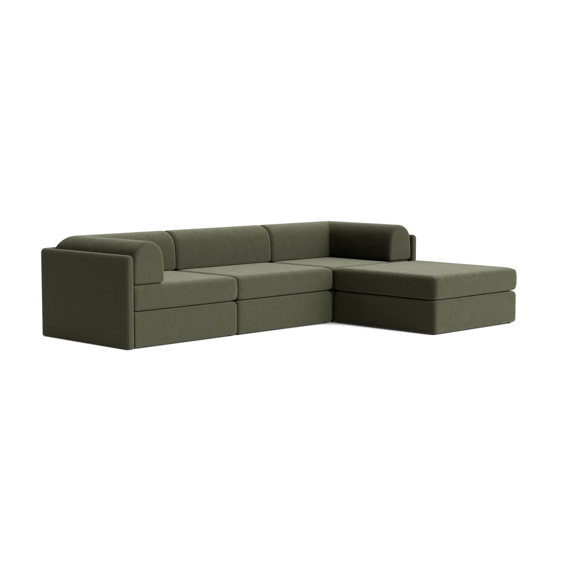Addy 4 Seater Chaise Sofa - Eden Leaf