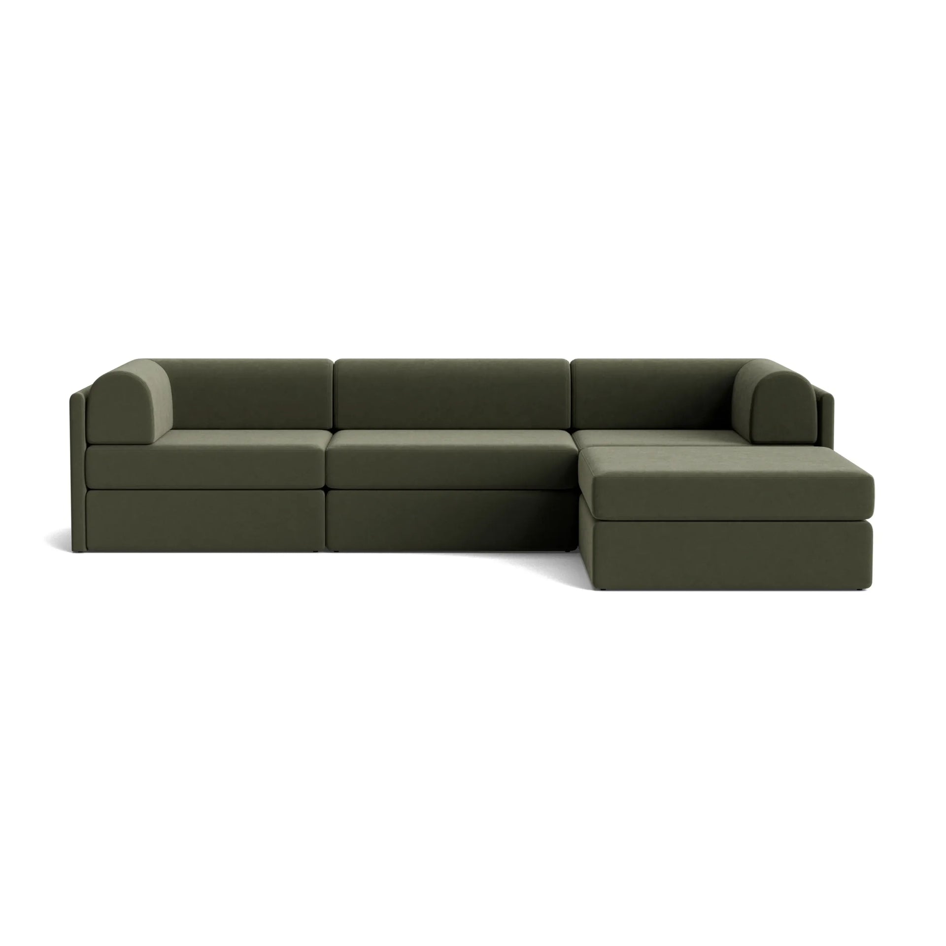 Addy 4 Seater Chaise Sofa - Eden Leaf