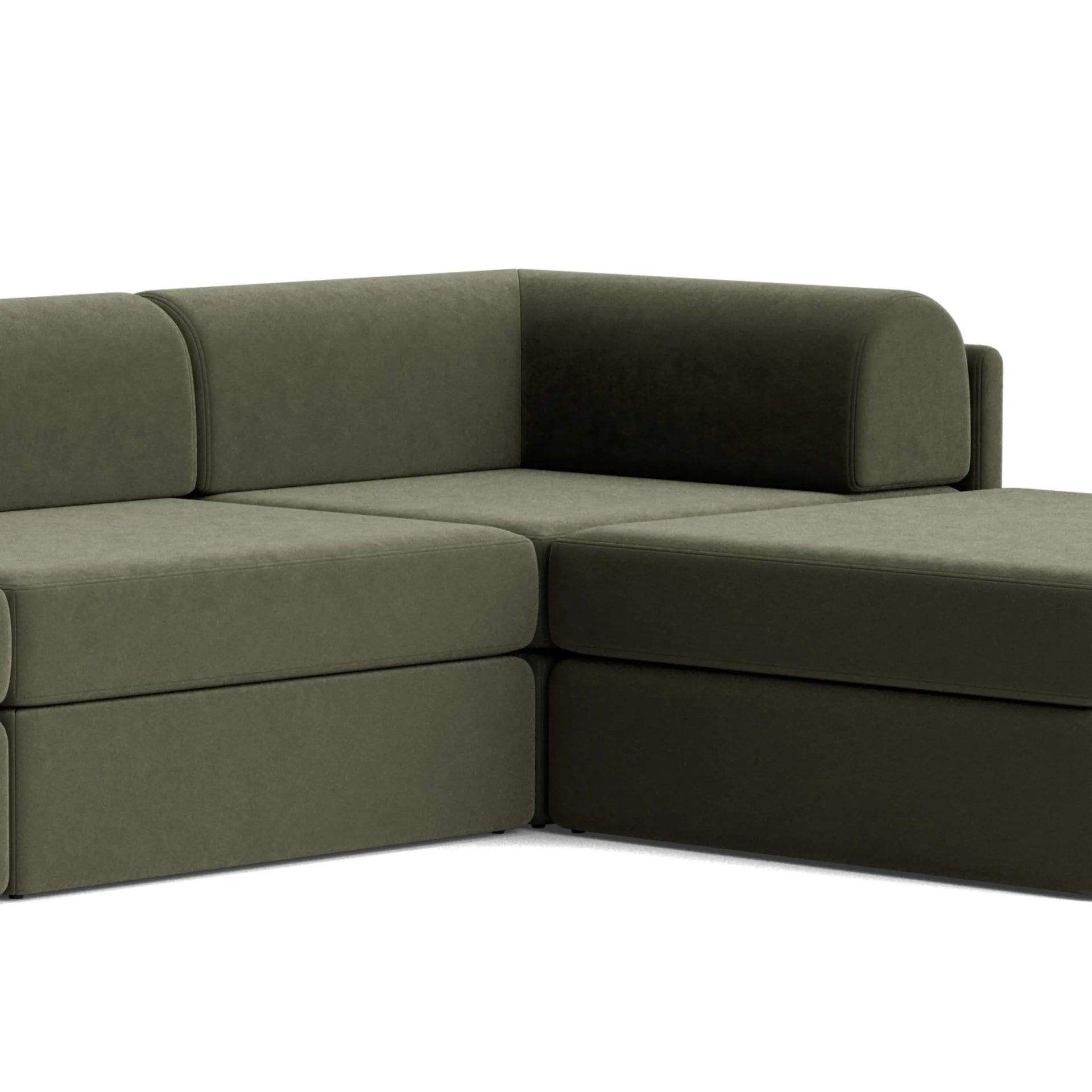 Addy 4 Seater Chaise Sofa - Eden Leaf