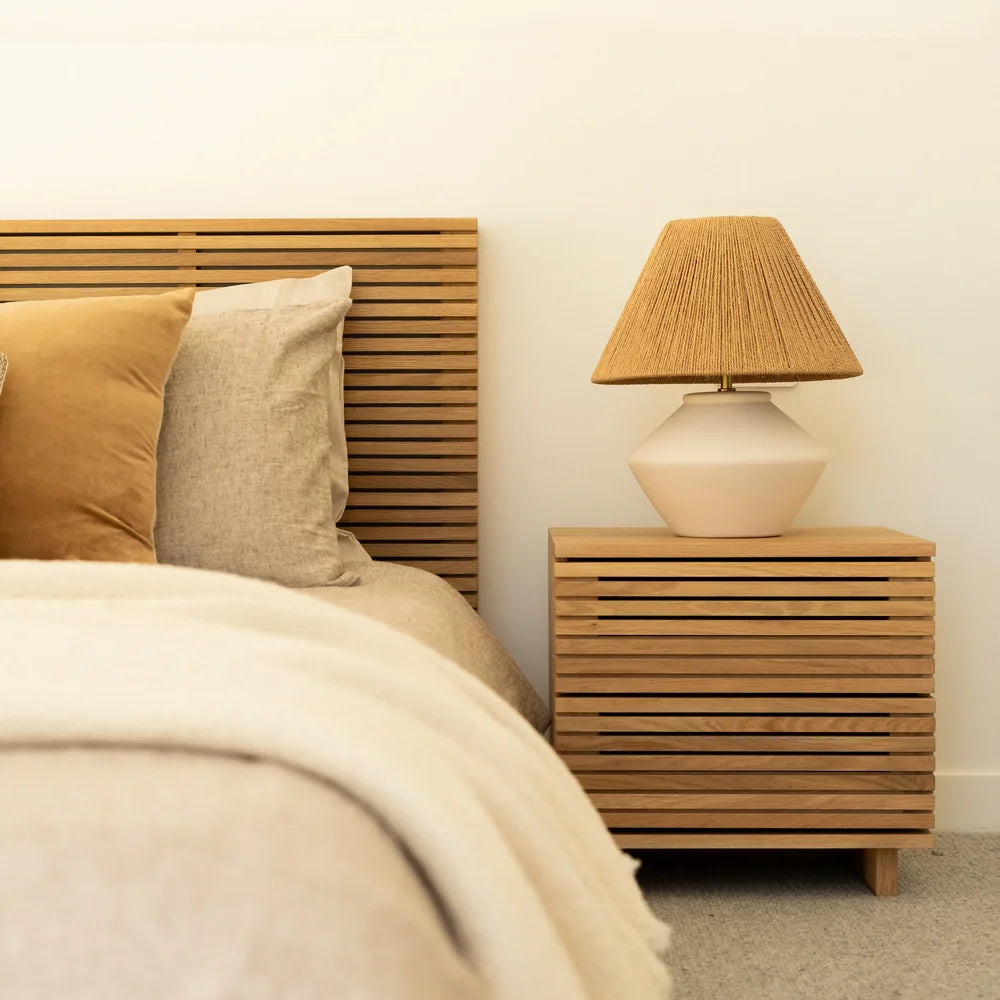 Linear King Bed - Oak