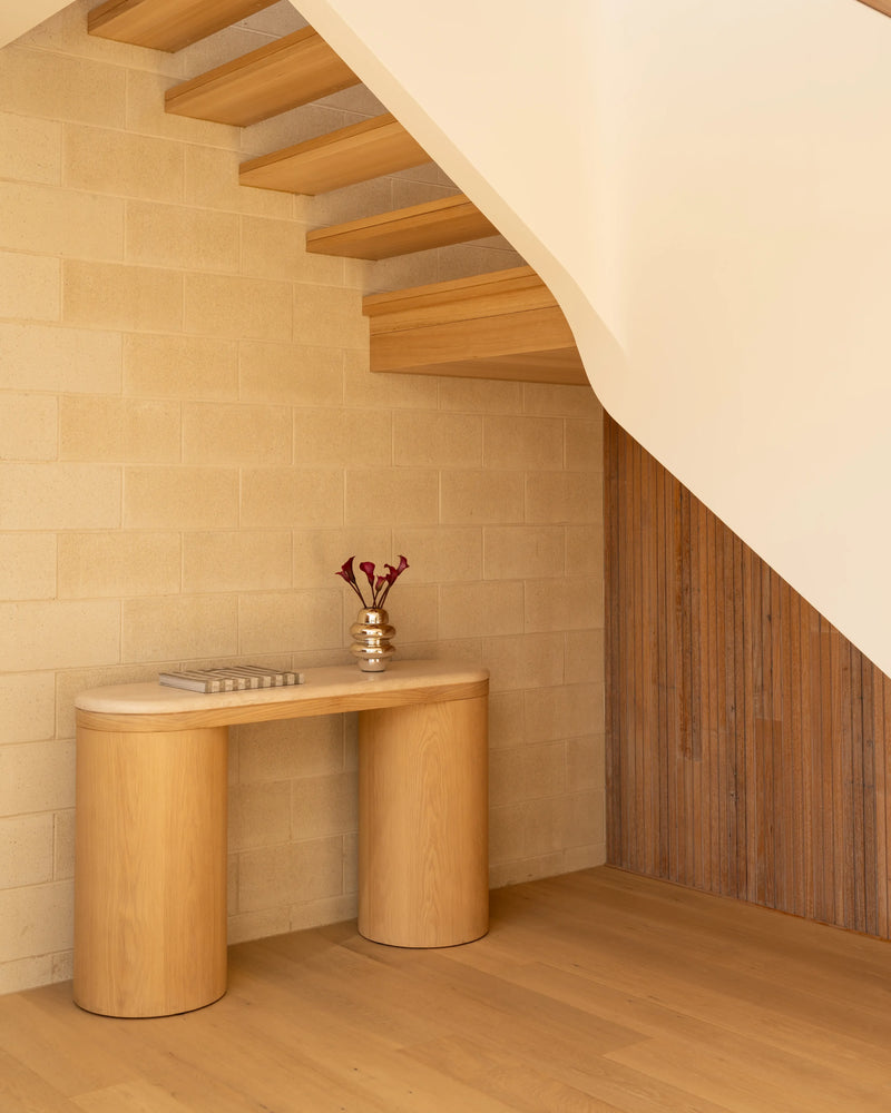 Dune Console Table - Light Oak / Desert Rose Marble