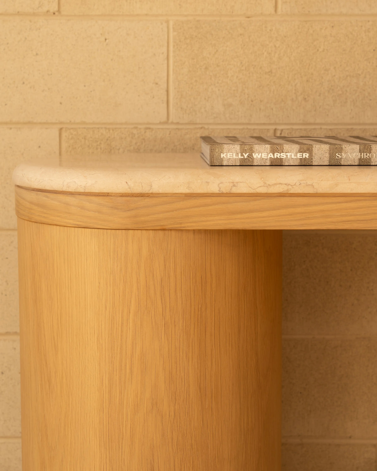 Dune Console Table - Light Oak / Desert Rose Marble